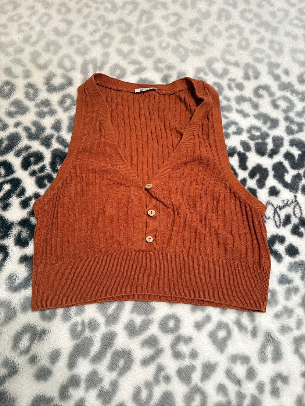 Free People Autumn Brown Ribbed Sweater Vest